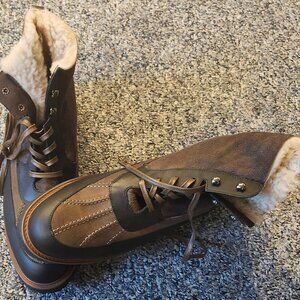 Ross & Snow Phillipe shearling lined boots vibram outsoles 11.5 US